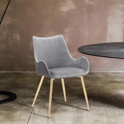 Avery Two Tone Grey Fabric Dining Room Chair with Gold Legs