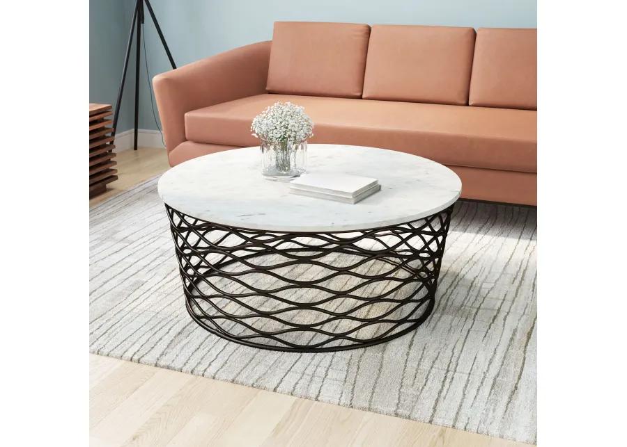 Queen Coffee Table White & Antique Bronze