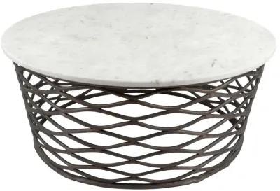 Queen Coffee Table White & Antique Bronze