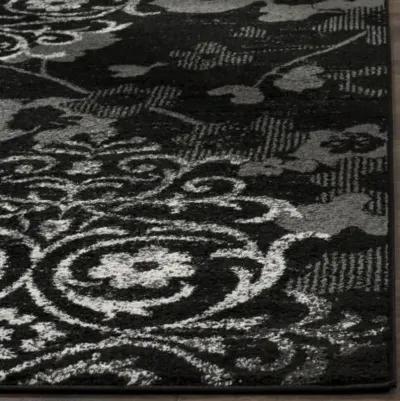 Adirondack Contemporary Black / Silver 6' X 6' Square Powerloomed Rug