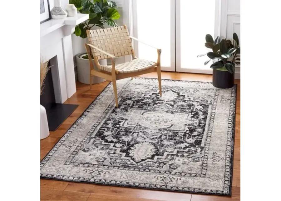 Brentwood 851 Black / Grey 4' X 6' Small Rectangle Powerloomed Rug