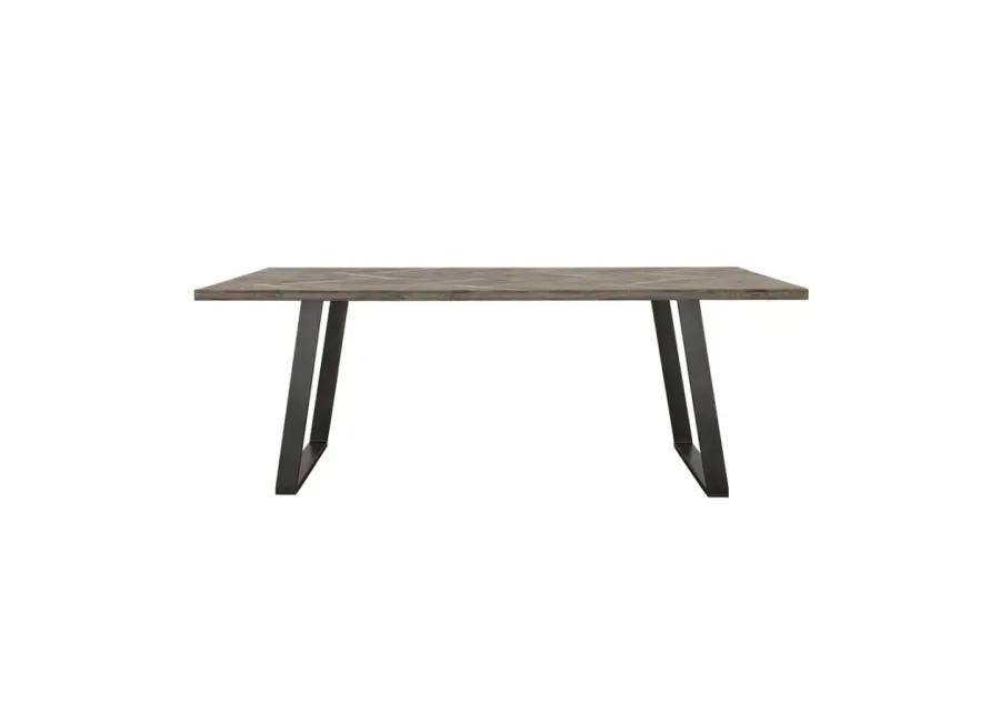 Misty Sled Leg Dining Table Grey Sheesham and Gunmetal