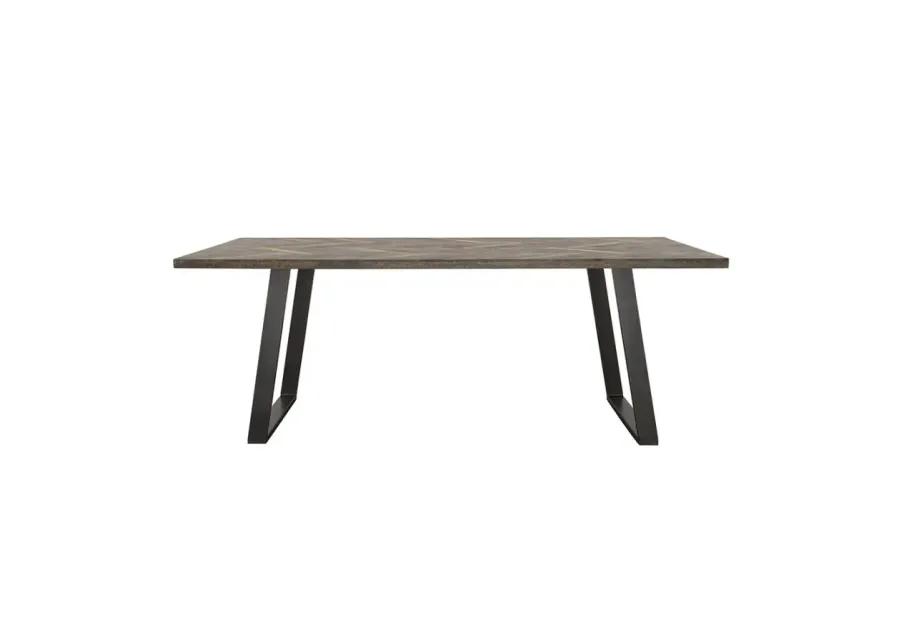 Misty Sled Leg Dining Table Grey Sheesham and Gunmetal