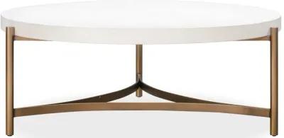 Lyon Round White Concrete and Metal Coffee Table