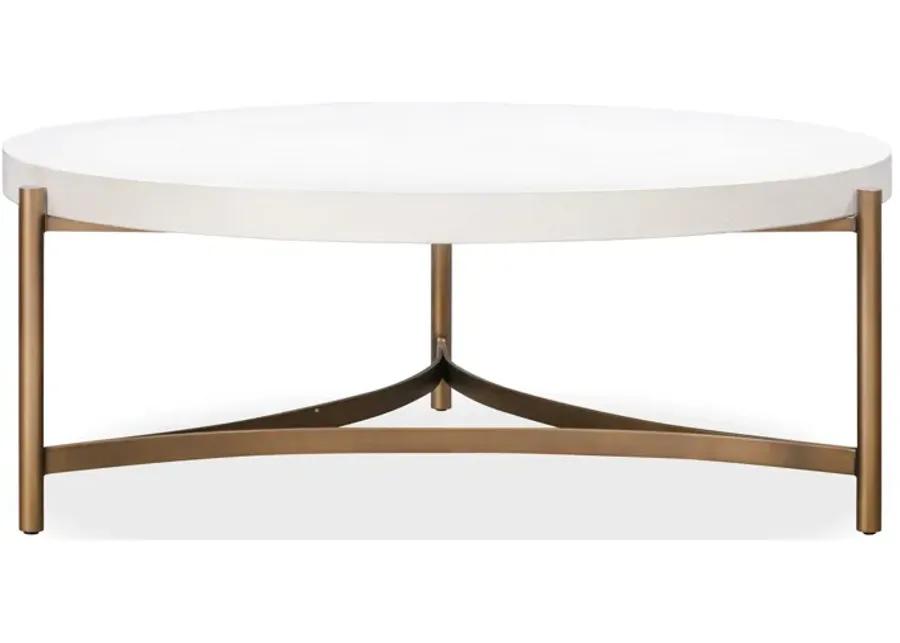 Lyon Round White Concrete and Metal Coffee Table