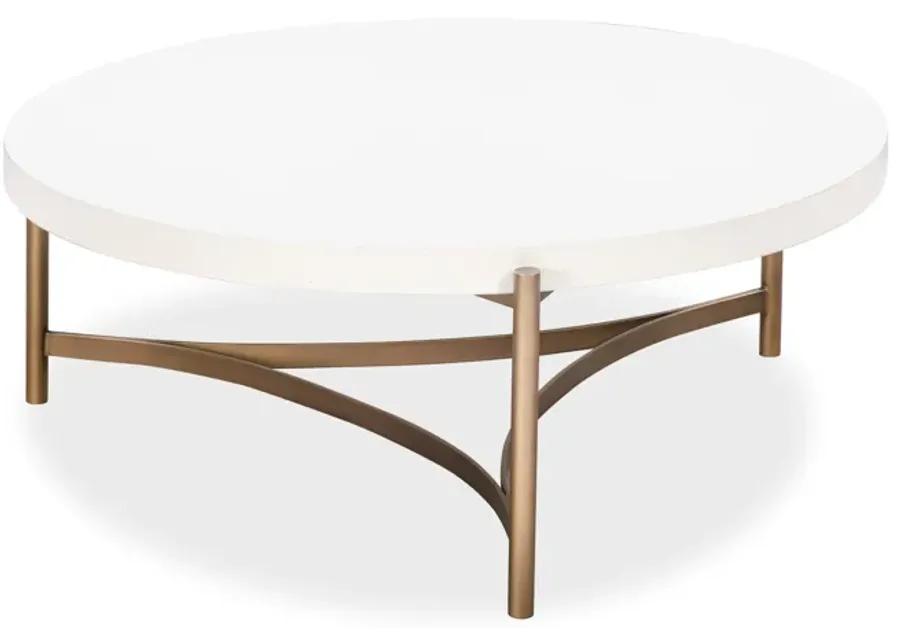 Lyon Round White Concrete and Metal Coffee Table