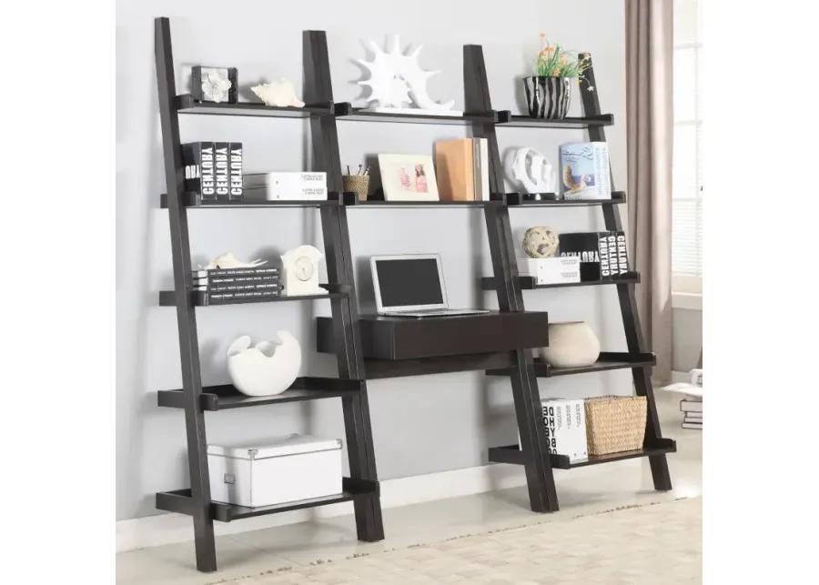 Colella 3-piece 1-drawer Ladder Desk Set Cappuccino