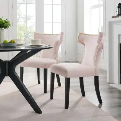 Curve Performance Velvet Dining Chairs - Set of 2