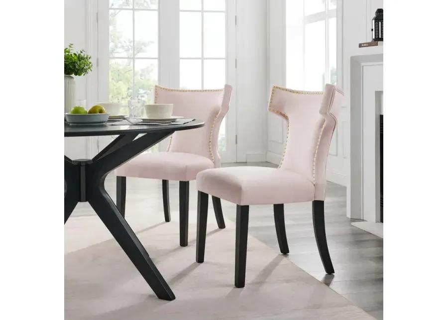 Curve Performance Velvet Dining Chairs - Set of 2