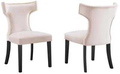 Curve Performance Velvet Dining Chairs - Set of 2