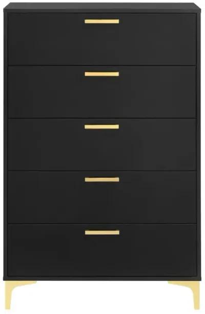 Kendall 5-drawer Chest Black and Gold