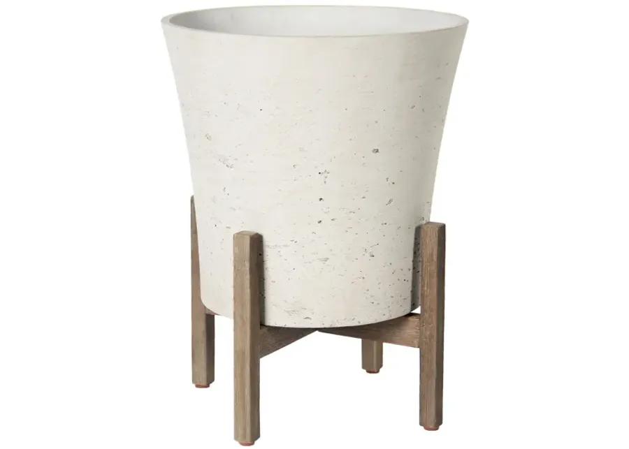 Patio Tapered Large Standing Pot - White Wash