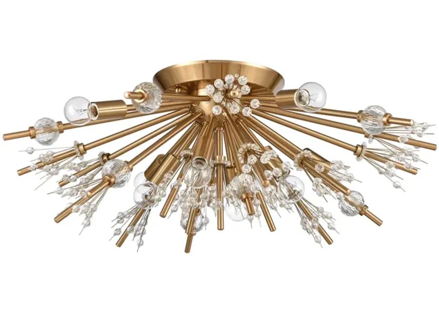 Starburst 26" Wide 8-Light Semi Flush Mount - Satin Brass