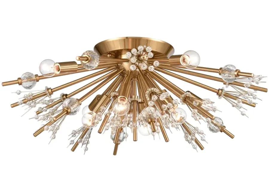 Starburst 26" Wide 8-Light Semi Flush Mount - Satin Brass