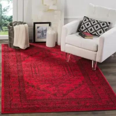 Adirondack Contemporary Red / Black 4' X 4' Square Powerloomed Rug