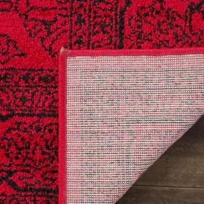 Adirondack Contemporary Red / Black 4' X 4' Square Powerloomed Rug