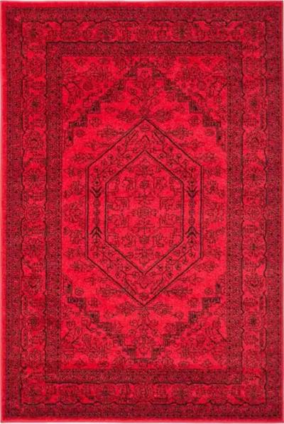 Adirondack Contemporary Red / Black 4' X 4' Square Powerloomed Rug