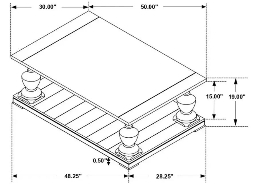 Walden Rectangular Coffee Table with Turned Legs and Floor Shelf Coffee