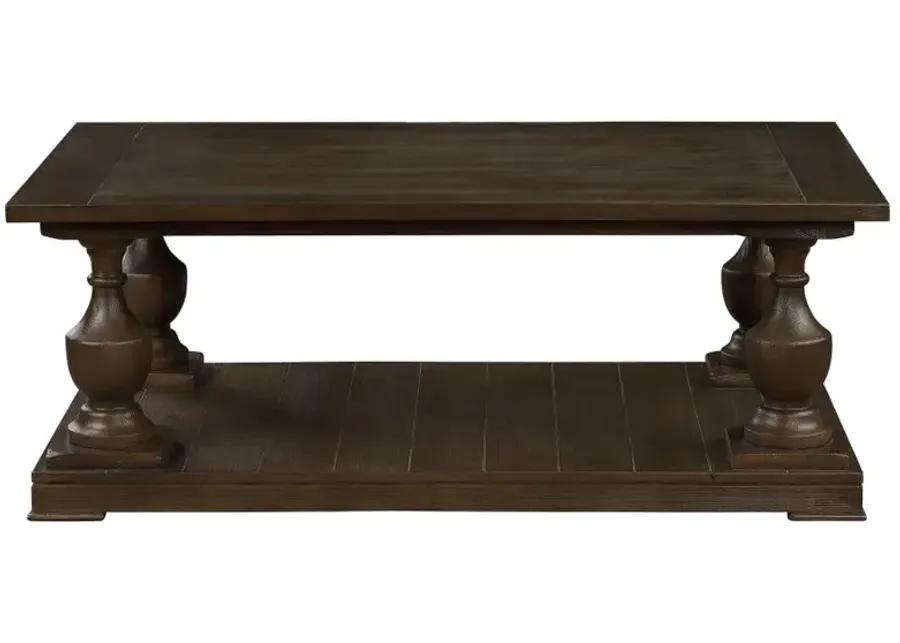 Walden Rectangular Coffee Table with Turned Legs and Floor Shelf Coffee