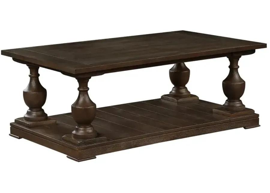 Walden Rectangular Coffee Table with Turned Legs and Floor Shelf Coffee