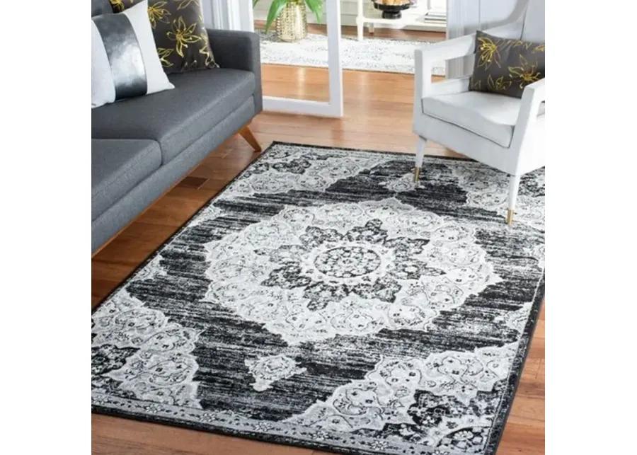 Brentwood 802 Black / Grey 10' X 13' Large Rectangle Powerloomed Rug