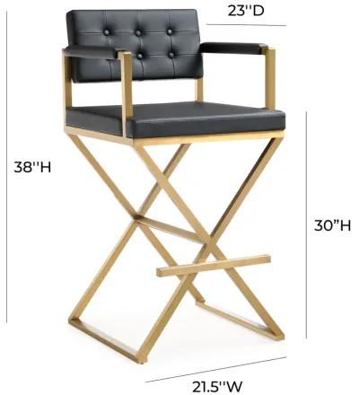 Director Black Gold Steel Barstool