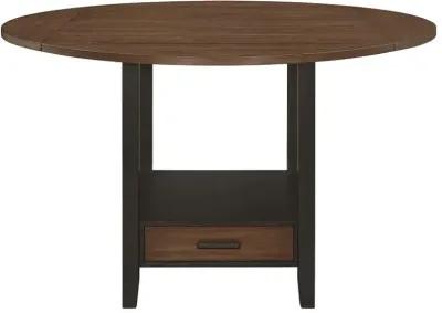 Sanford Round Counter Height Table with Drop Leaf Cinnamon and Espresso