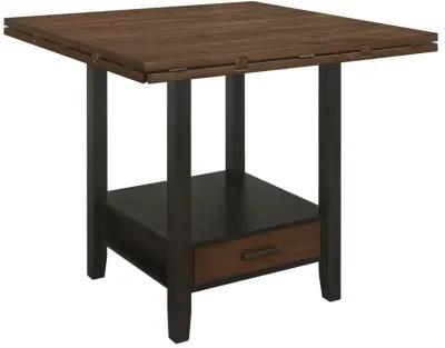 Sanford Round Counter Height Table with Drop Leaf Cinnamon and Espresso