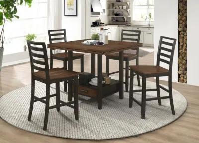 Sanford Round Counter Height Table with Drop Leaf Cinnamon and Espresso