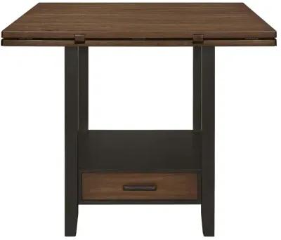 Sanford Round Counter Height Table with Drop Leaf Cinnamon and Espresso