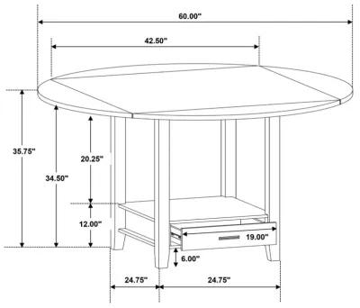 Sanford Round Counter Height Table with Drop Leaf Cinnamon and Espresso