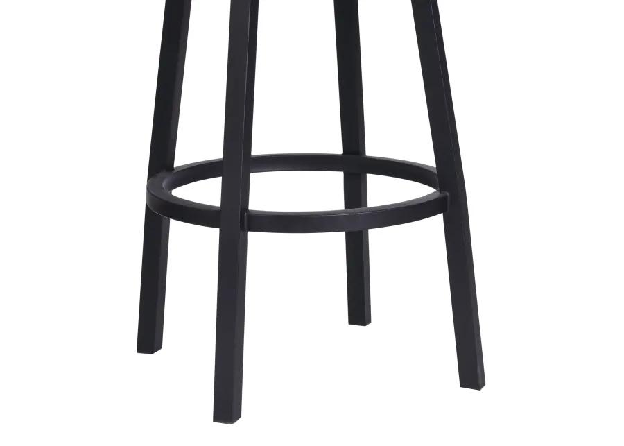 Balboa 26" Counter Height Swivel Vintage Black Faux Leather and Metal Bar Stool