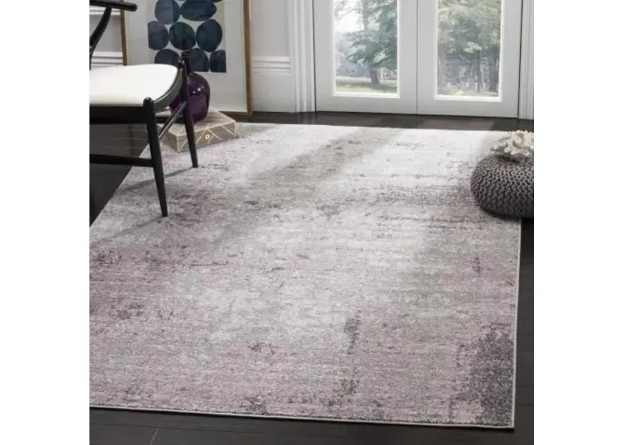 Adirondack Contemporary Light Grey / Purple 2'-6" X 6' Powerloomed Rug