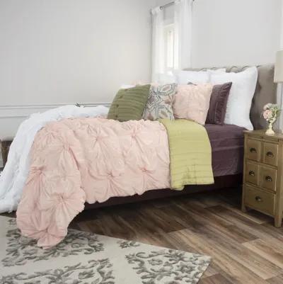 Plush Dreams King Knotted Solid Pink  Comforter -  Set of 3