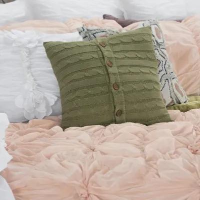 Plush Dreams King Knotted Solid Pink  Comforter -  Set of 3