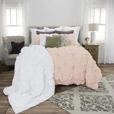 Plush Dreams King Knotted Solid Pink  Comforter -  Set of 3