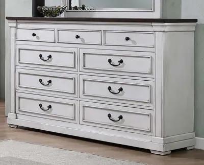 Hillcrest 9-drawer Dresser Dark Rum and White