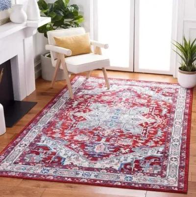 Brentwood 852 Red / Ivory 5'-3" X 7'-6" Medium Rectangle Powerloomed Rug