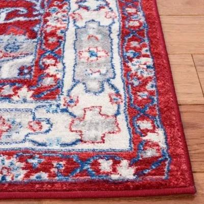 Brentwood 852 Red / Ivory 5'-3" X 7'-6" Medium Rectangle Powerloomed Rug