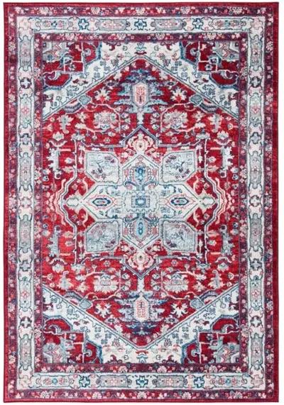 Brentwood 852 Red / Ivory 5'-3" X 7'-6" Medium Rectangle Powerloomed Rug