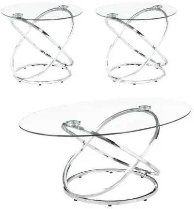 Warren 3-piece Occasional Set Chrome and Clear