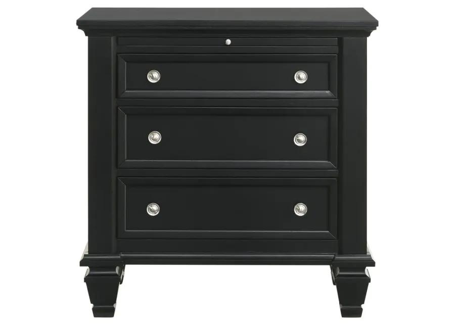 Aarav Beach 3-Drawer Nightstand Black