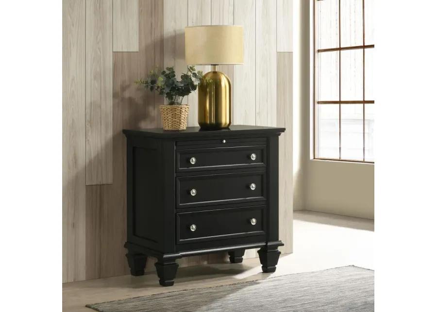 Aarav Beach 3-Drawer Nightstand Black