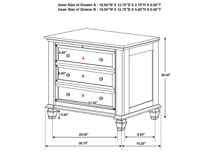 Aarav Beach 3-Drawer Nightstand Black