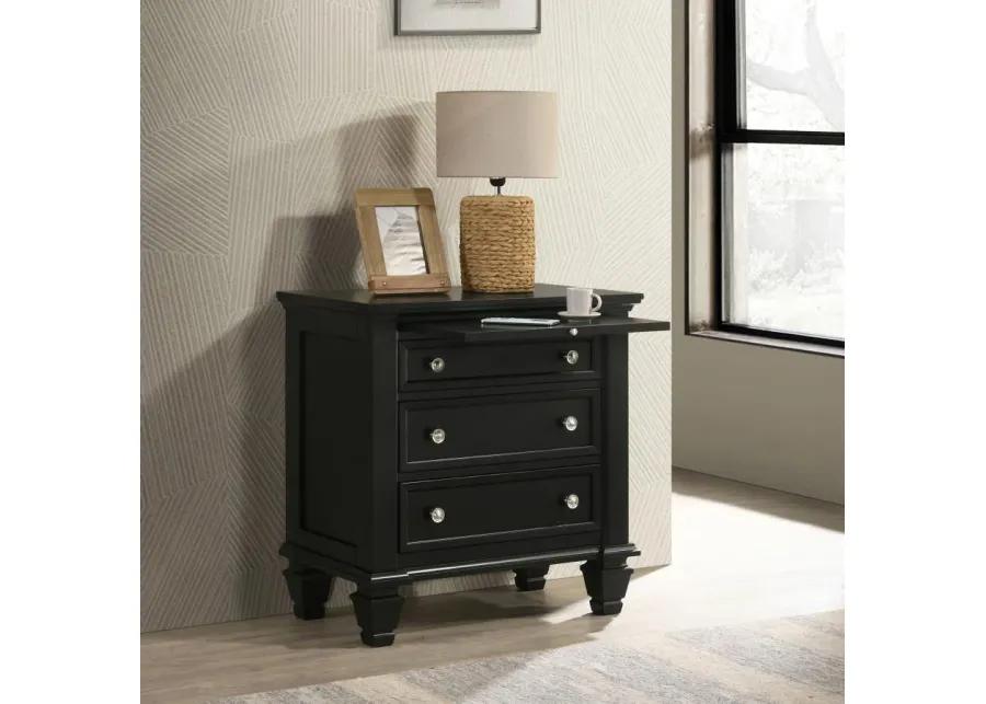 Aarav Beach 3-Drawer Nightstand Black