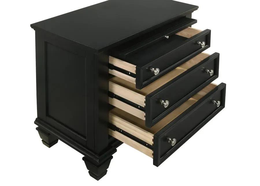 Aarav Beach 3-Drawer Nightstand Black