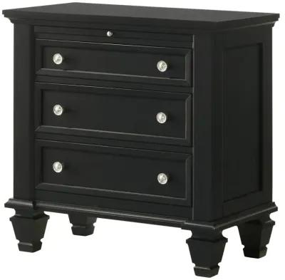 Aarav Beach 3-Drawer Nightstand Black