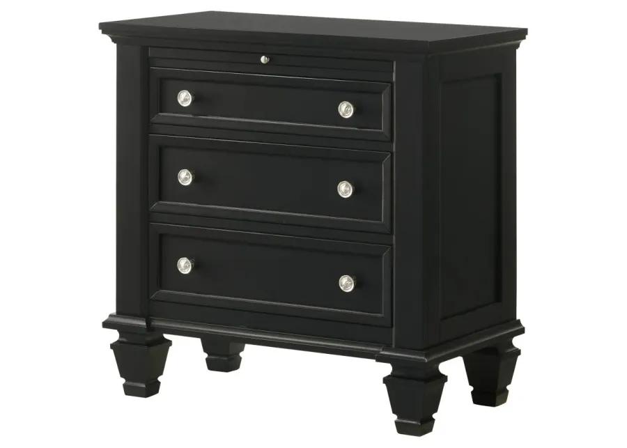 Aarav Beach 3-Drawer Nightstand Black