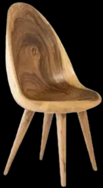 smoothed dining chair, chamcha wood, natural