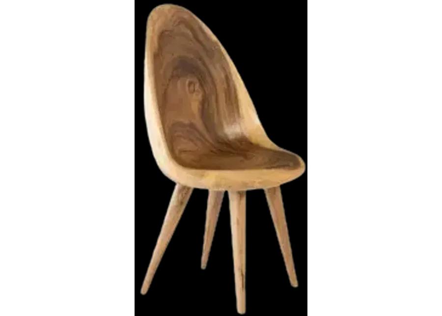 smoothed dining chair, chamcha wood, natural